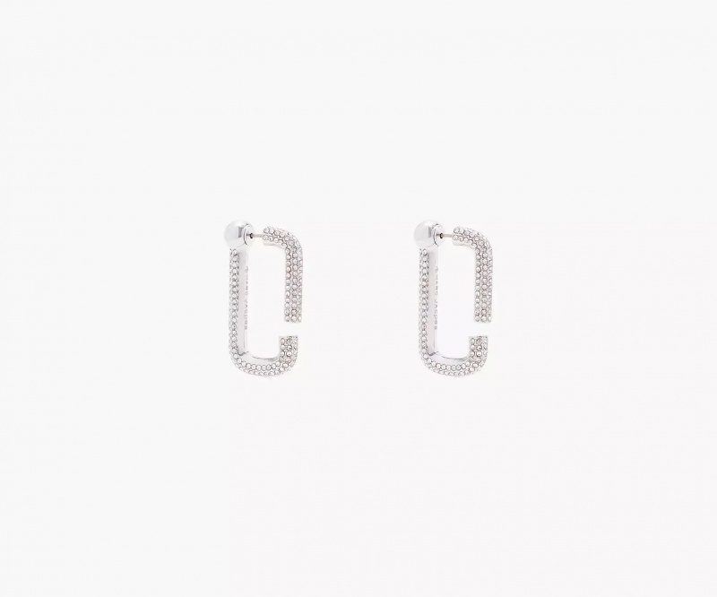 Silver Marc Jacobs The J Crystal Hoops Women\'s Earrings | NTMZ-82163