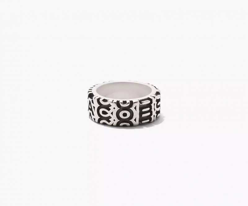 Silver Marc Jacobs The Monogram Engraved Women's Ring | VFTZ-07198