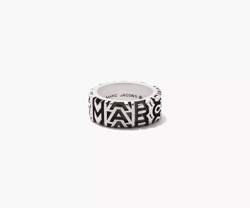 Silver Marc Jacobs The Monogram Engraved Women\'s Ring | VFTZ-07198