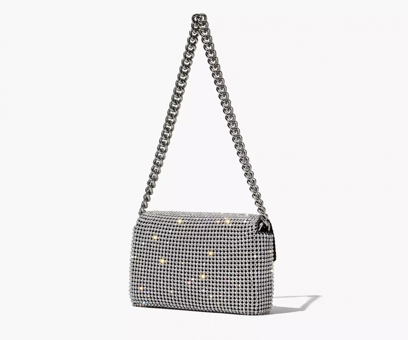 Silver Marc Jacobs The Rhinestone J Women's Shoulder Bags | GIQD-51376