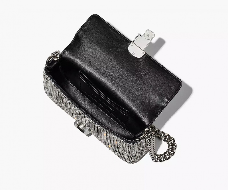 Silver Marc Jacobs The Rhinestone J Women's Shoulder Bags | GIQD-51376