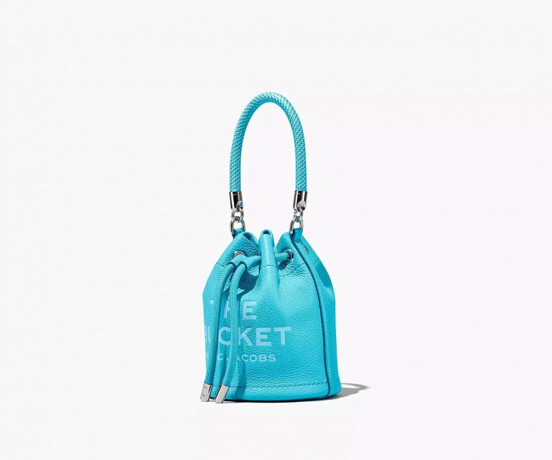 Turquoise Marc Jacobs The Leather Mini Women's Bucket Bags | YAKN-95130