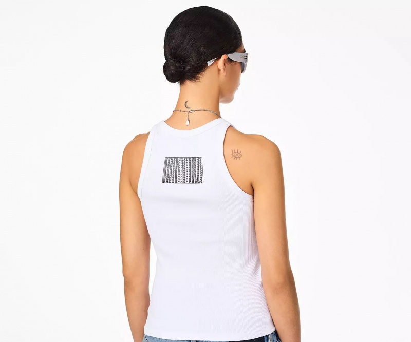 White Marc Jacobs The Icon Rib Women's Tanks | CSEB-43560