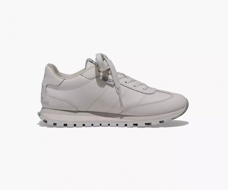 White Marc Jacobs The Leather Jogger Women's Sneakers | AYBC-67104