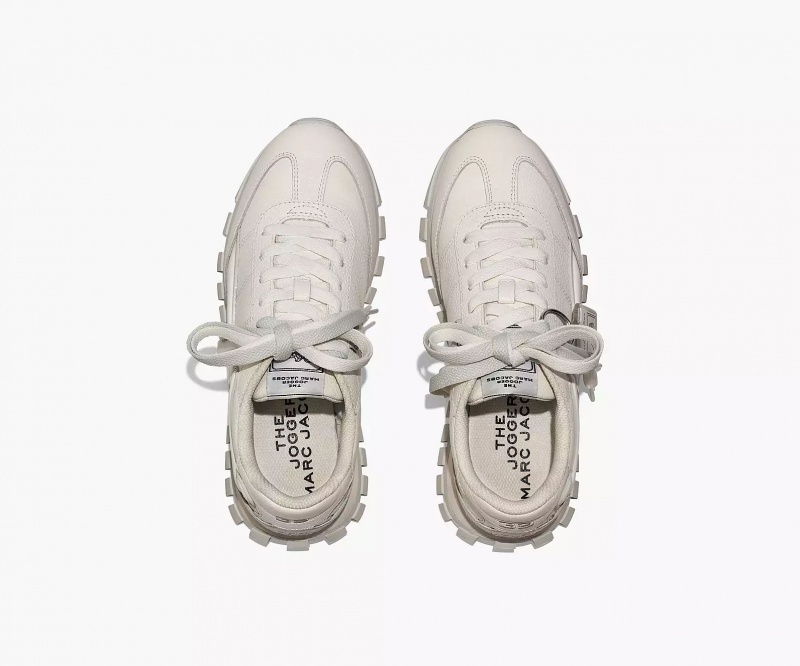 White Marc Jacobs The Leather Jogger Women's Sneakers | AYBC-67104