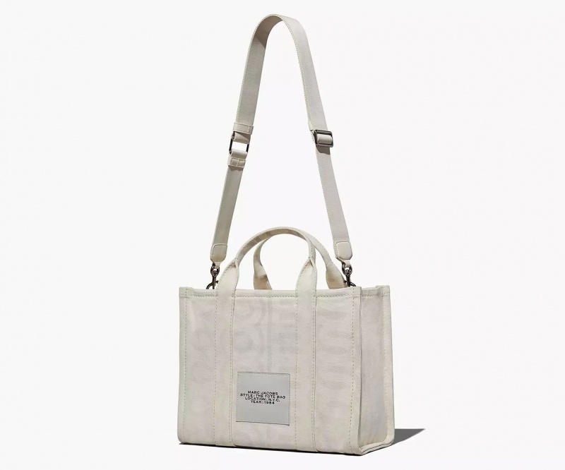 White Marc Jacobs The Outline Monogram Medium Women's Tote Bags | QKCE-68592