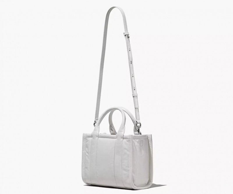 White Marc Jacobs The Shiny Crinkle Leather Small Women's Tote Bags | MBLJ-81274