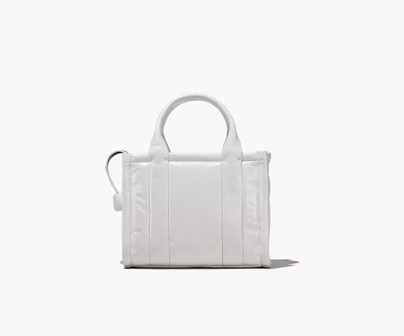 White Marc Jacobs The Shiny Crinkle Leather Small Women's Tote Bags | MBLJ-81274