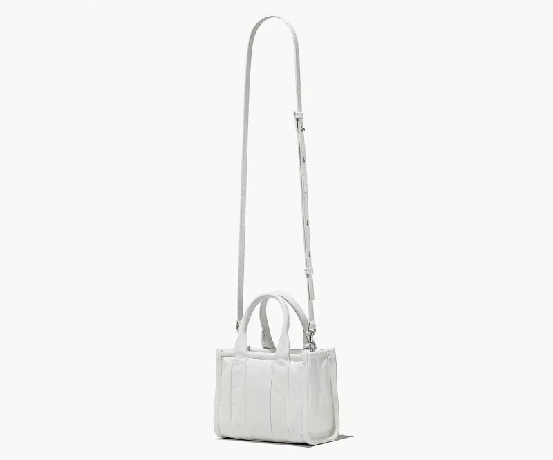 White Marc Jacobs The Shiny Crinkle Leather Mini Women's Tote Bags | SNIU-10352