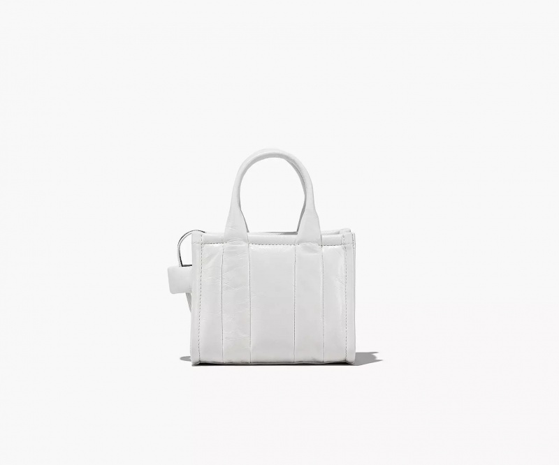 White Marc Jacobs The Shiny Crinkle Leather Mini Women's Tote Bags | SNIU-10352